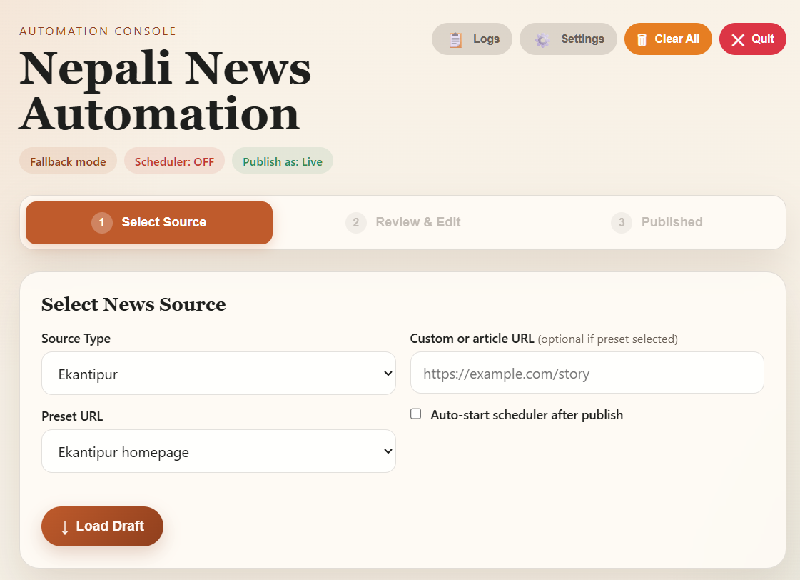 Auto News Scrapper & Poster tool